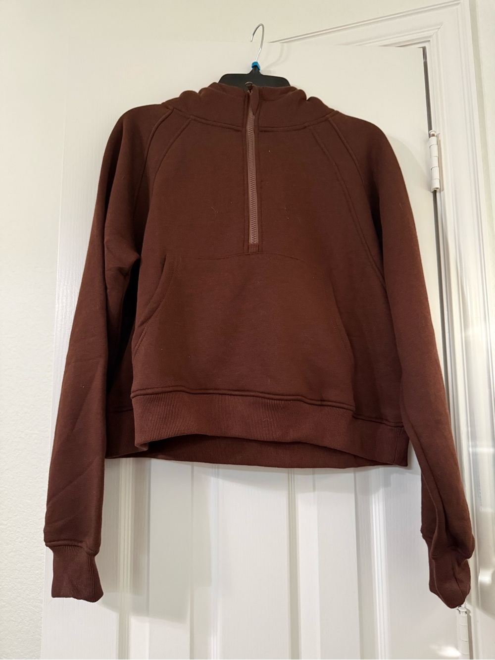 Half-Zip Hooded Sweatshirt in Brown
